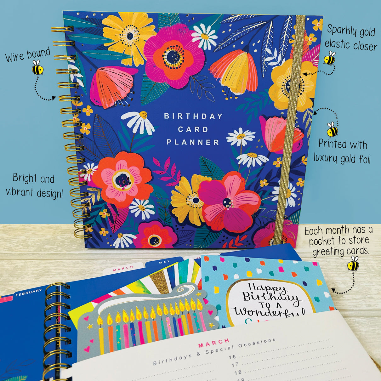 Birthday Card Planner Book | Floral Card Keeper &amp; Occasion Organiser