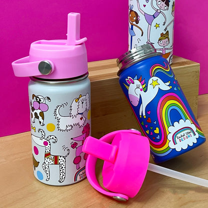 Dogs Kids Insulated Stainless Steel Water Bottle - 340ml