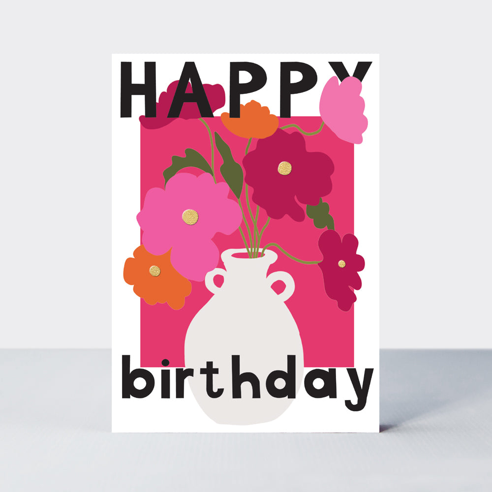Belle - Happy Birthday Pink Poppies  - Birthday Card