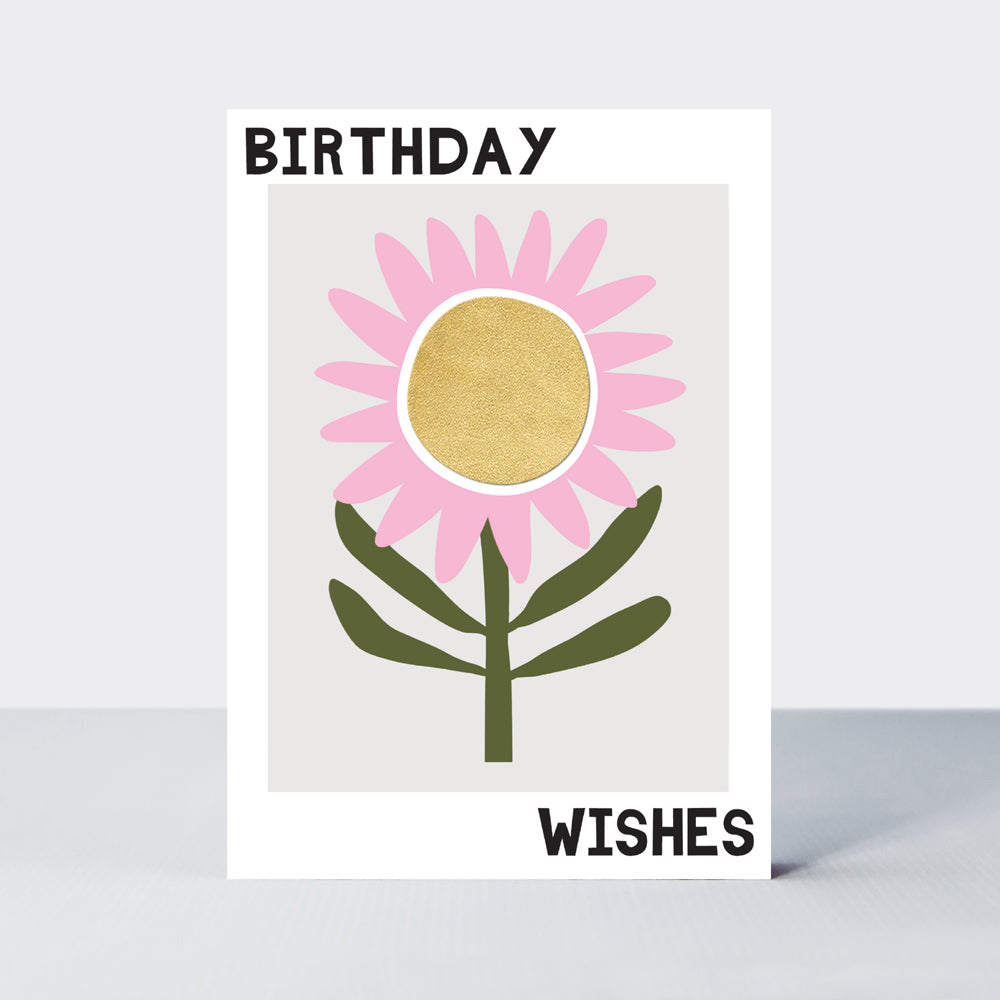 Belle - Birthday Wishes Pink Flower  - Birthday Card