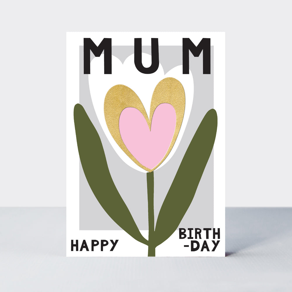 Belle - Mum Birthday Tulip & Love Heart - Birthday Card