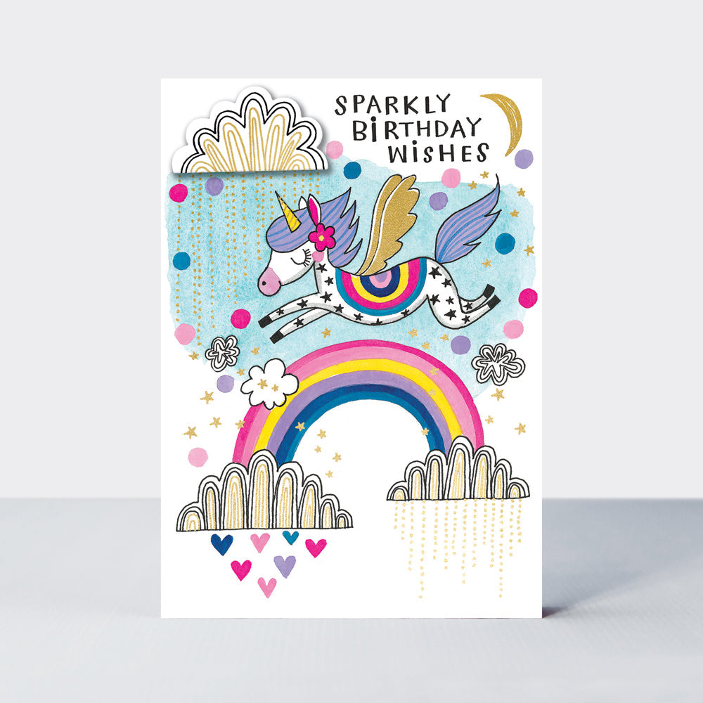 Bewitched - Sparkly Birthday Wishes Unicorn Rainbow  - Birthday Card