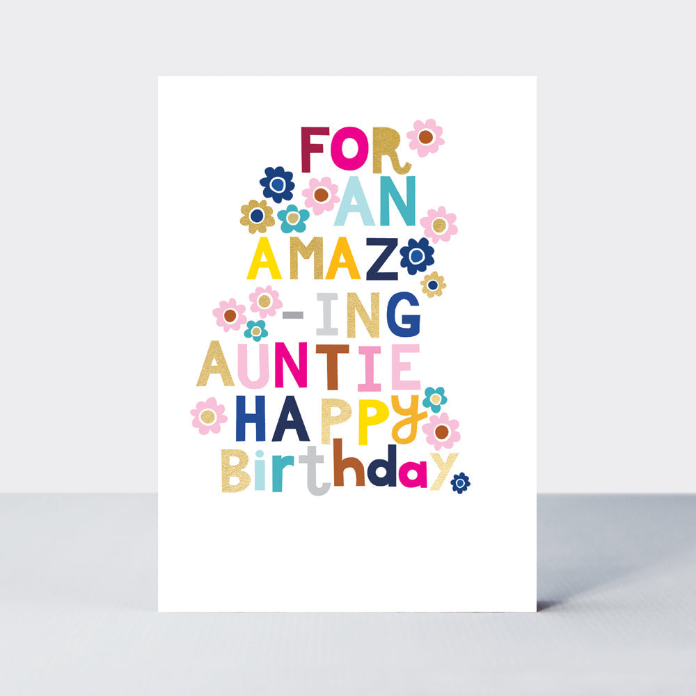 Checkmate - Auntie Birthday Floral Words  - Birthday Card