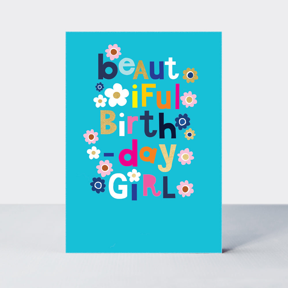 Checkmate - Beautiful Birthday Girl Floral Blue  - Birthday Card