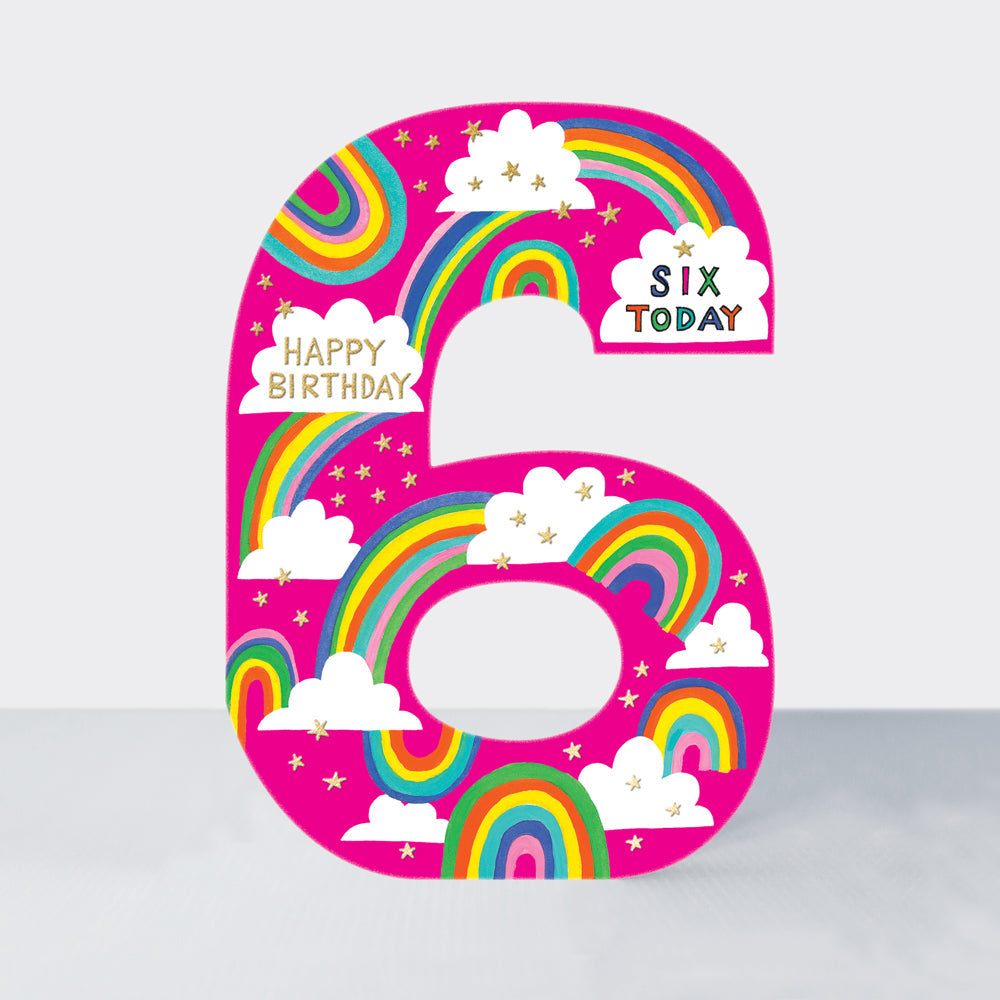 Cookie Cutters - Age 6 Rainbows &amp; Clouds  - Birthday Card