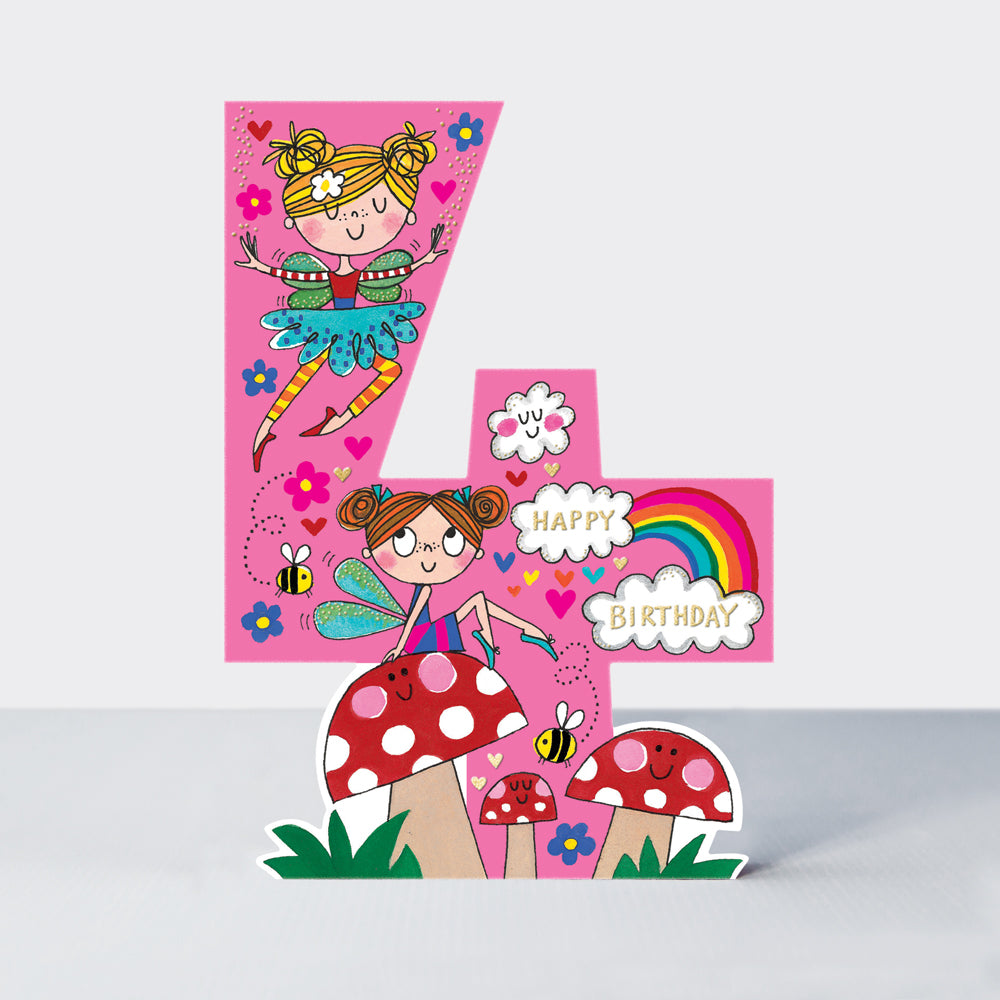 Cookie Cutters - Age 4 Fairies &amp; Toadstool  - Birthday Card