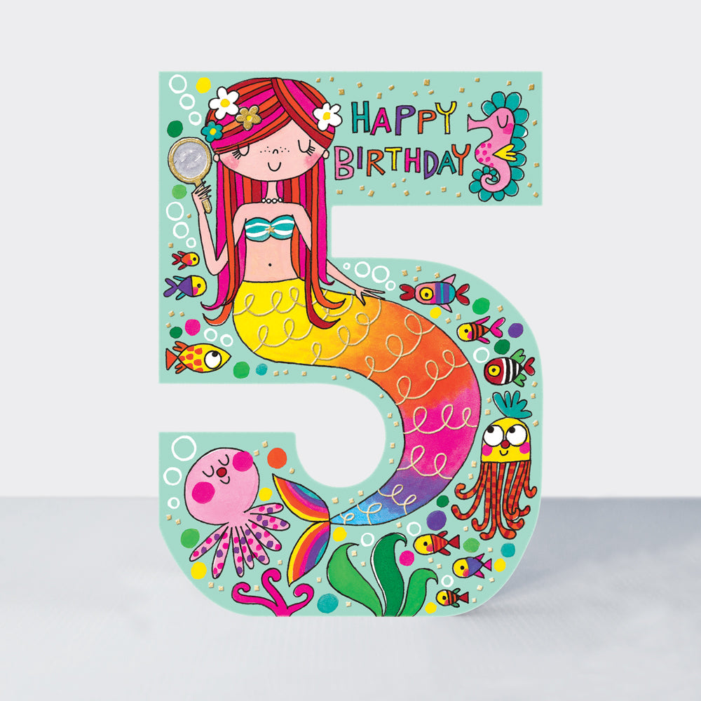 Cookie Cutters - Age 5 Mermaid Under the Sea  - Birthday Card