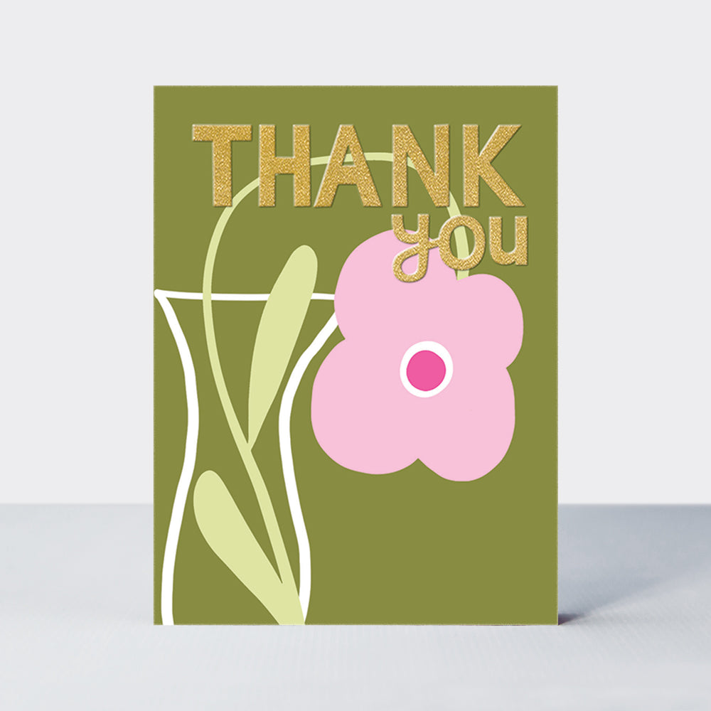 Foiled Pack of notecards - Thank You Pink Flower