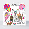 Side by Side - Happy Birthday Party Dogs & Balloons  - Birthday Card