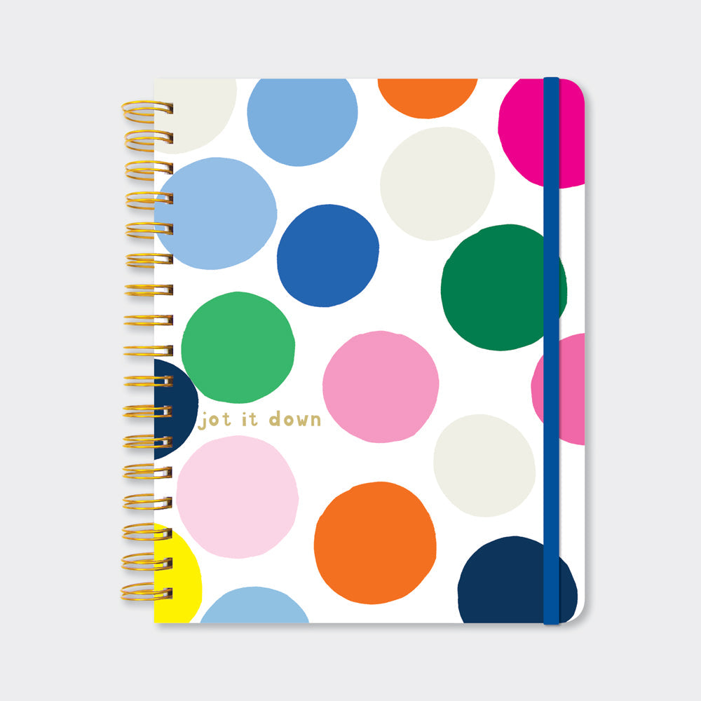 Wiro bound notebook with fun dotty design!
