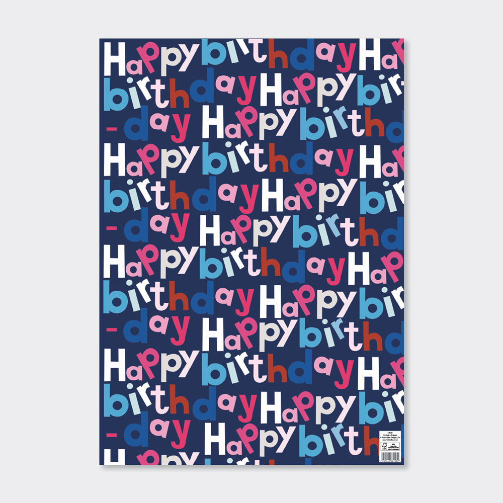 Giftwrap - Navy/Happy Birthday