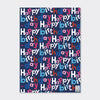 Flat Gift Wrap Sheet  - Navy/Happy Birthday